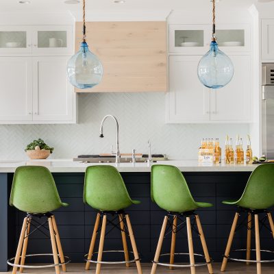Manchester by the Sea, Coastal Kitchen with Pops of Blue and Green